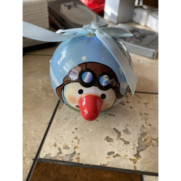 Twinkling Treasures 3D Blinking Christmas Ornament Born Aviation Pilot 3" Round - Picture 11 of 11